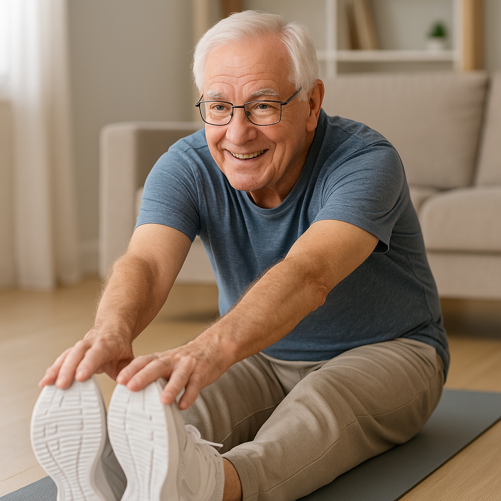 Adult resting at home with a cold therapy wrap after activity