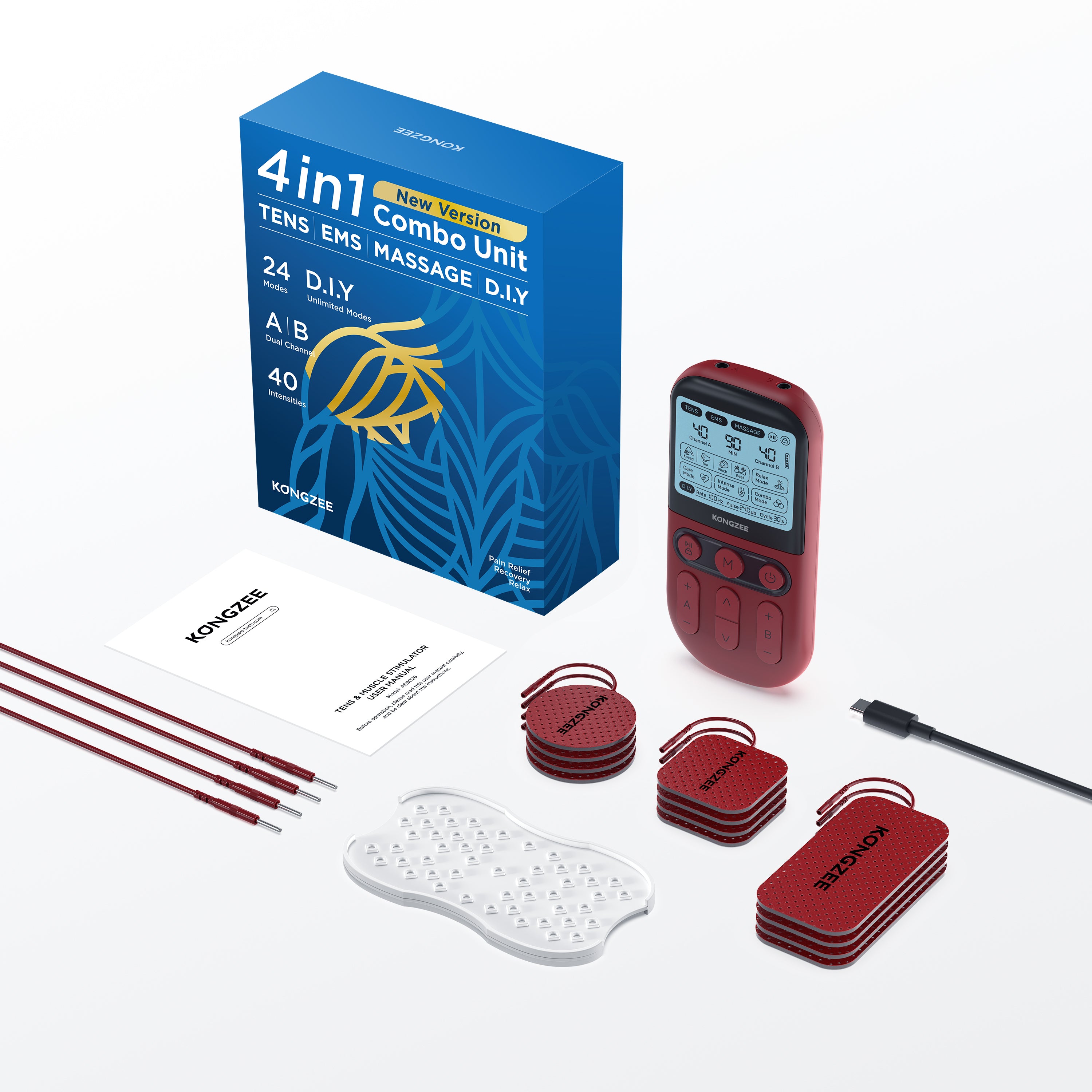 KONGZEE 4-in-1 TENS EMS Muscle Stimulator