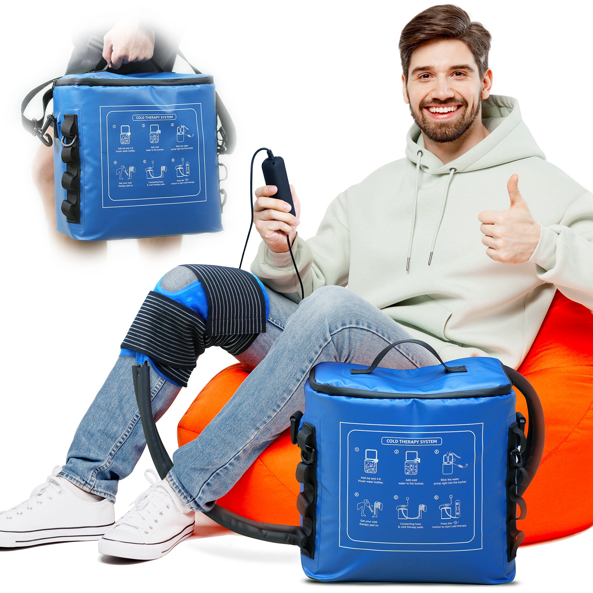 KONGZEE Ice Machine for Knee After Surgery, Cold Therapy Machine Portable Cooling Universal Cold Packs System for Pain Relief/Knee/Shoulder