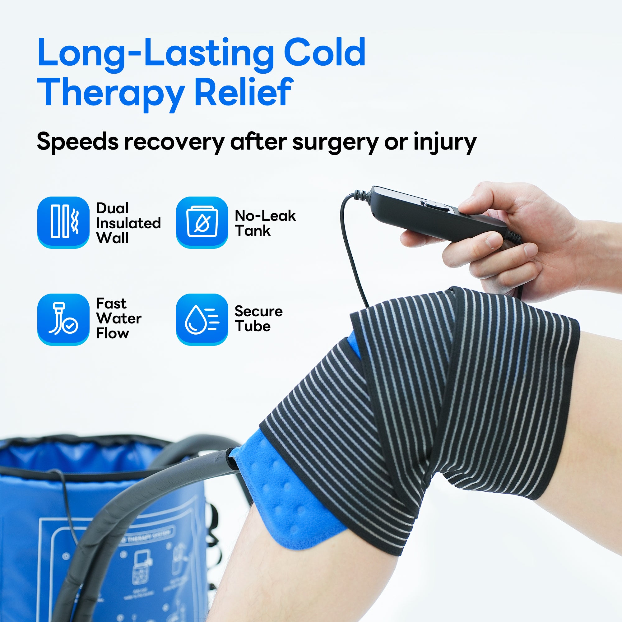 KONGZEE Ice Machine for Knee After Surgery, Cold Therapy Machine Portable Cooling Universal Cold Packs System for Pain Relief/Knee/Shoulder