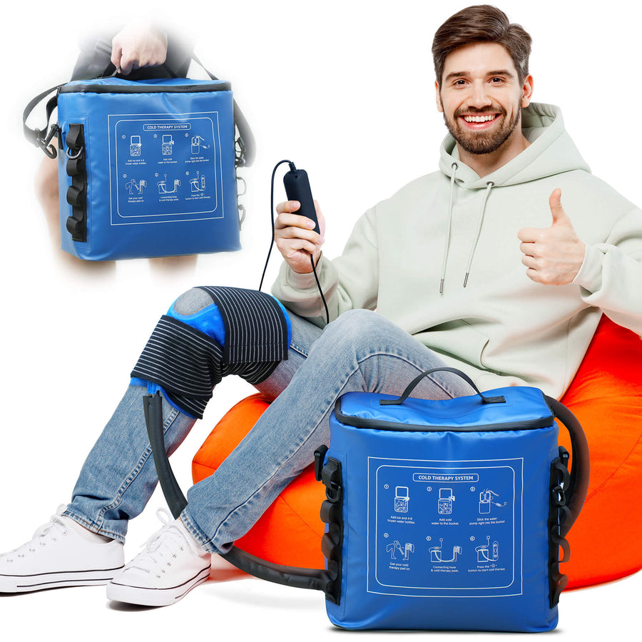 KONGZEE cold therapy ice machine with control panel, hose and flexible wrap