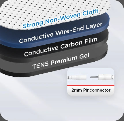 Layered KONGZEE electrode pad construction with universal 2 mm pin connector