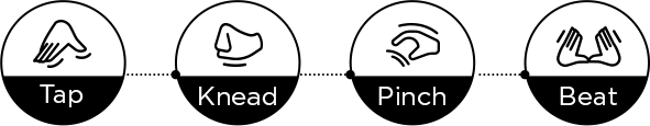 Tap knead pinch and beat massage technique icons